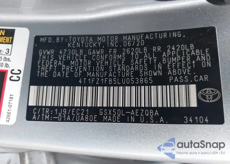 2020 Toyota Avalon Trd из США, поврежденный, VIN 4T1FZ1FB5LU053865